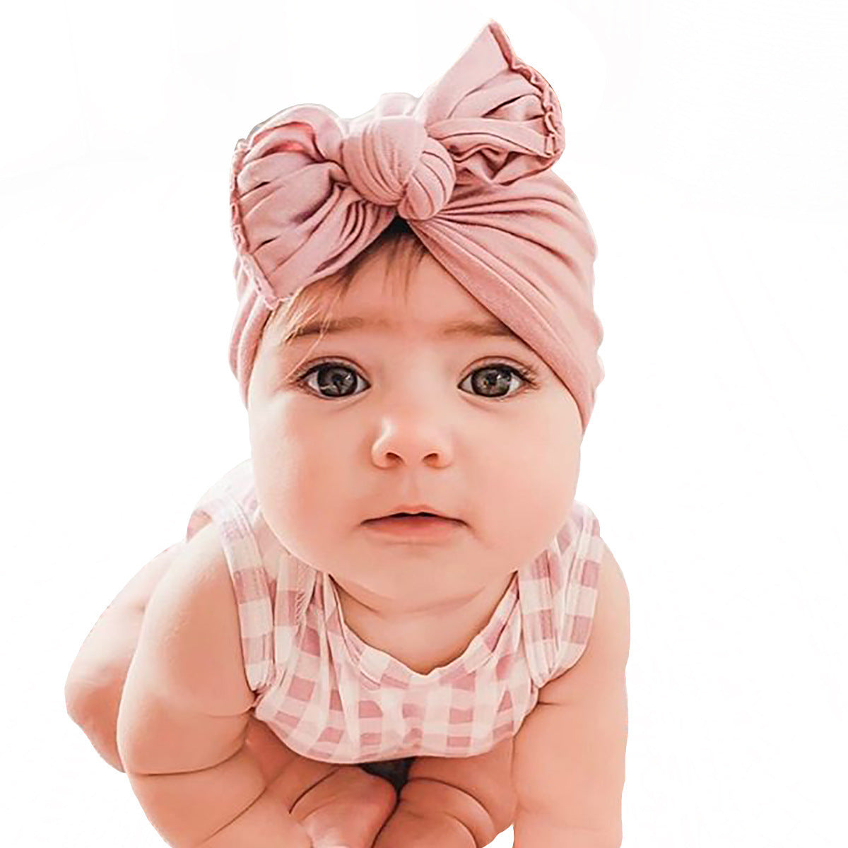 Pleated Baby Hat Bow Solid Color Pullover Indian Hat