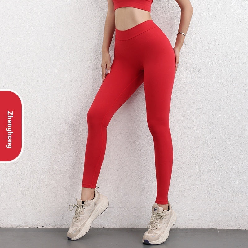 Fashion V-shaped Yoga Pants Ins High Waist Trousers Hip Lifting Sports Fitness Pants Womens Clothing