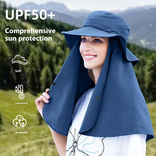 Big Shawl Hat Children Sun Protection Hat Big Brim Summer Outdoor Full Face UPF50 Mask Integrated Big Brim Sun-proof