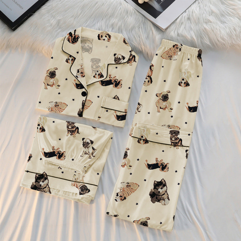 Cartoon Dog Pajamas Women's Short Sleeve Suit