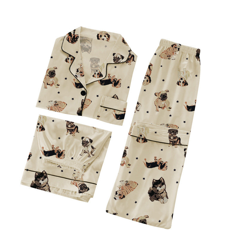 Cartoon Dog Pajamas Women's Short Sleeve Suit